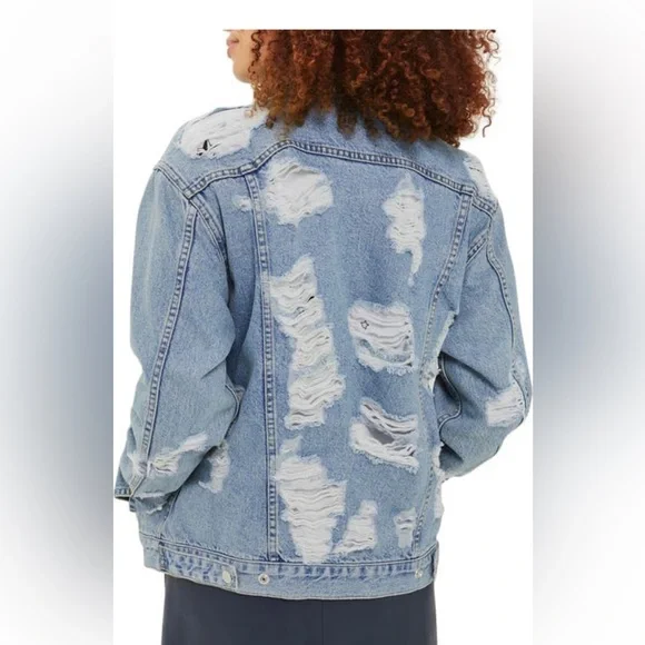 Top Shop Ripped Denim Jacket - Picture 3 of 5